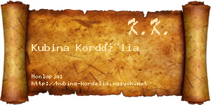 Kubina Kordélia névjegykártya
